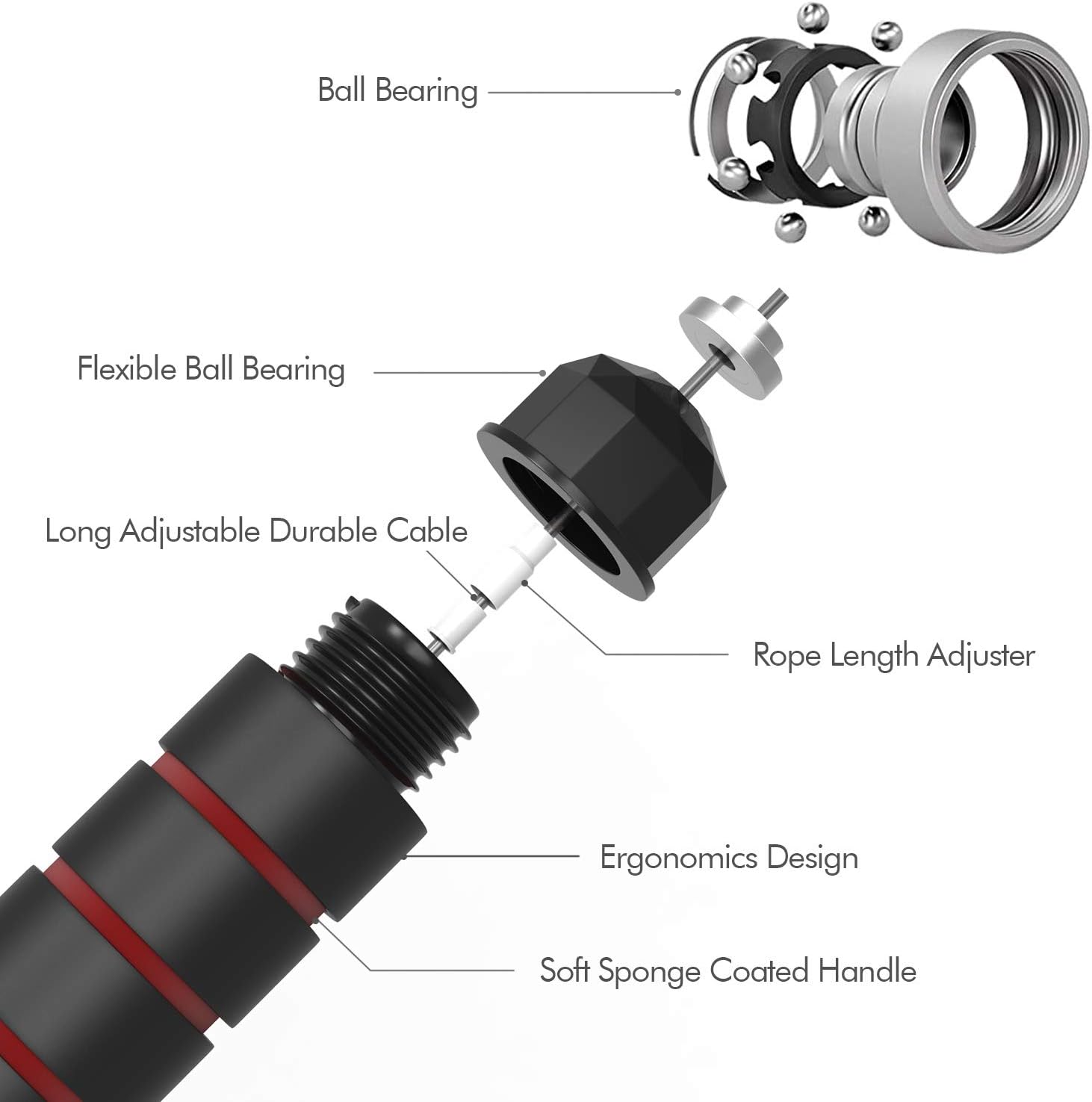 Jump Rope, Tangle-Free Rapid Speed Jumping Rope Cable with Ball Bearings for Women, Men, and Kids, Adjustable Steel Jump Rope Workout with Foam Handles for Fitness, Home Exercise & Slim Body - Image 2