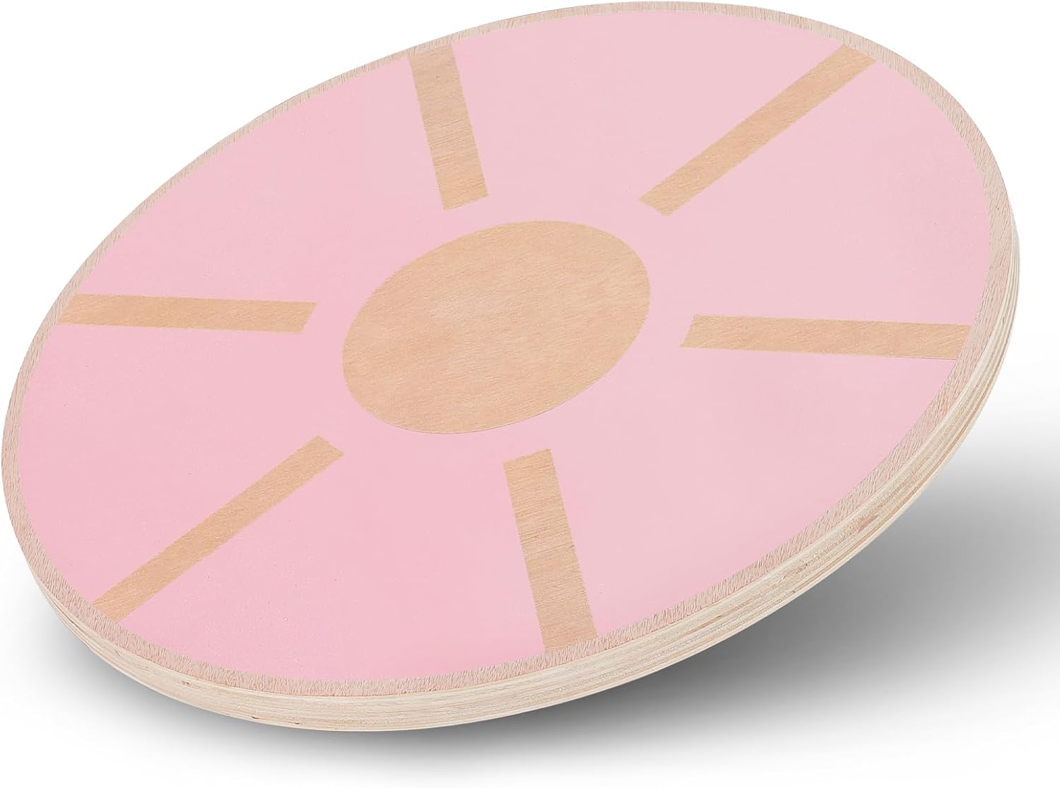 Wooden Wobble Balance Board with 360 Rotation for Stability Training, Versatile Home Gym Exercise Balance Stability Trainer with Non-Slip Surface, 15.5" Diameter