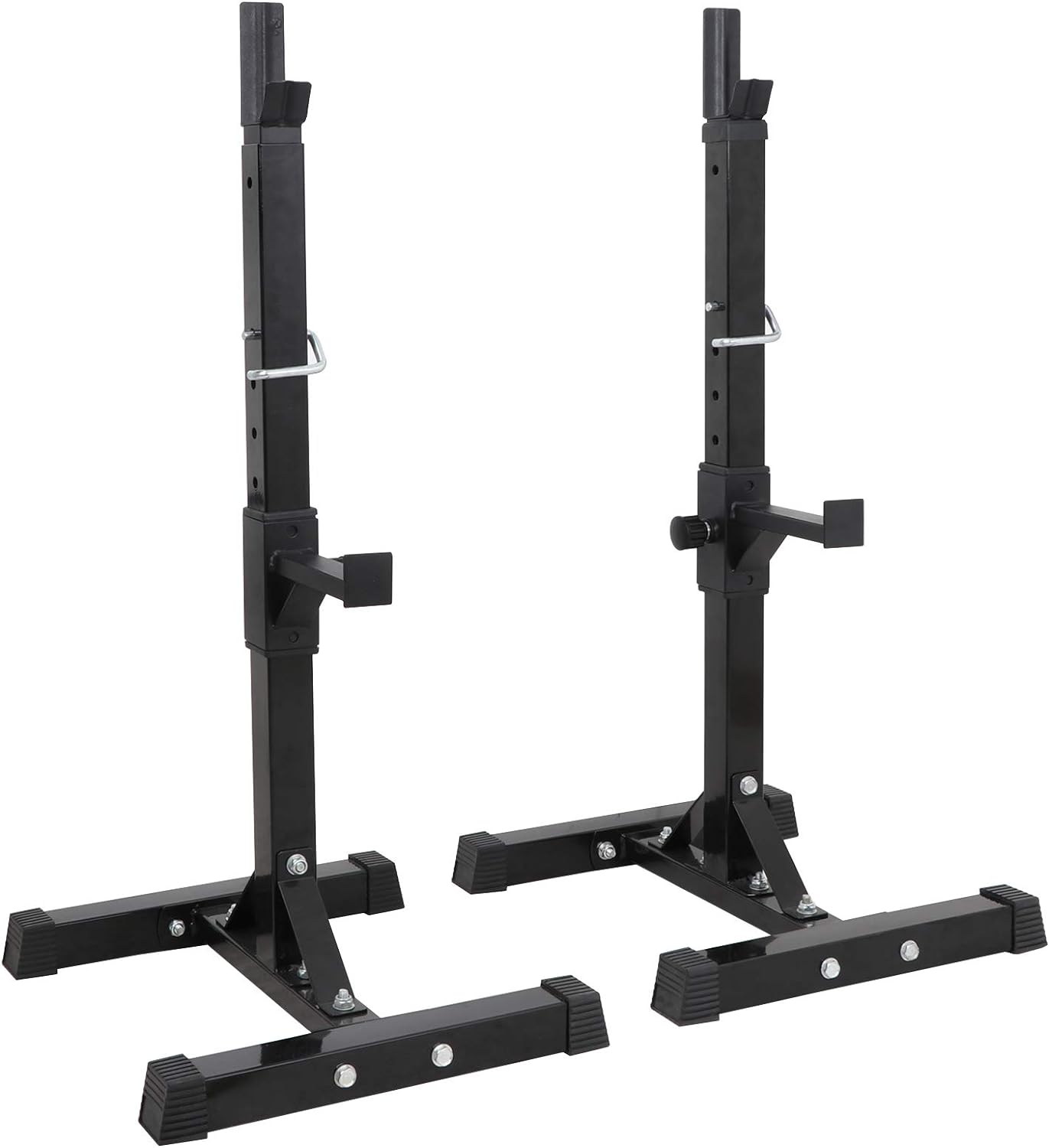 Max Load 550Lbs Pair of Adjustable 40"-66" Squat Rack Sturdy Steel Squat Barbell Free Bench Press Stands GYM/Home Gym Portable Dumbbell Racks Stands (one pair/two pcs)