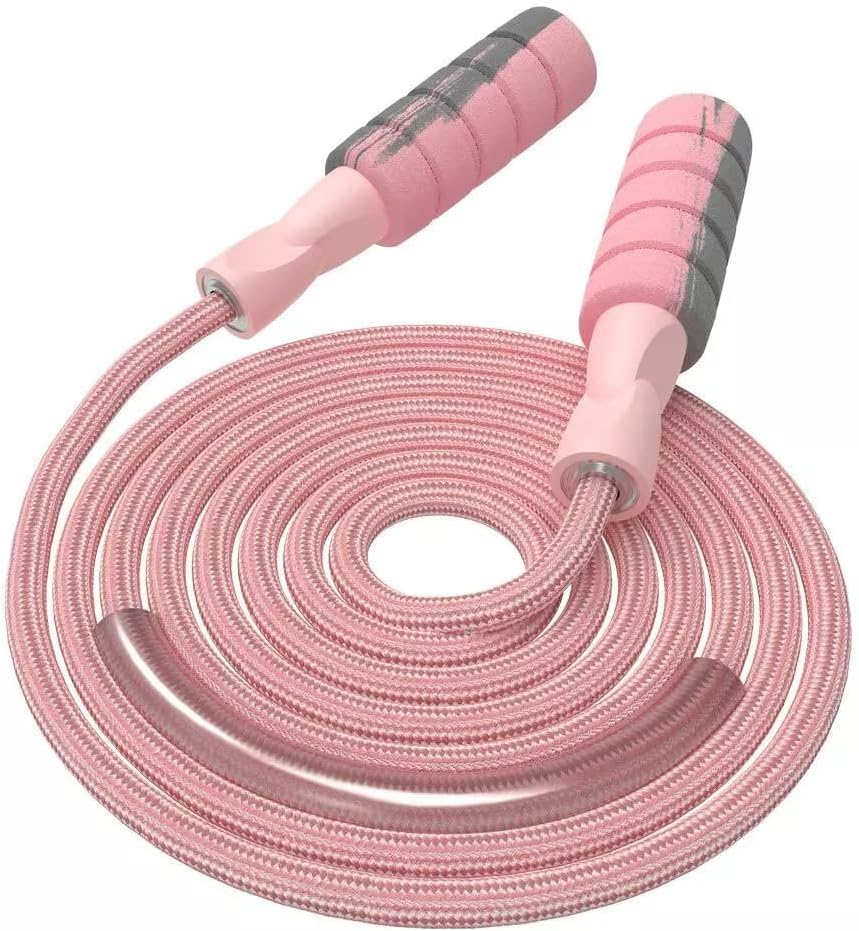 Jump Rope Cotton Adjustable Skipping Weighted jumprope for Women,Adult and Children Athletic Fitness Exercise Jumping Rope (Pink)