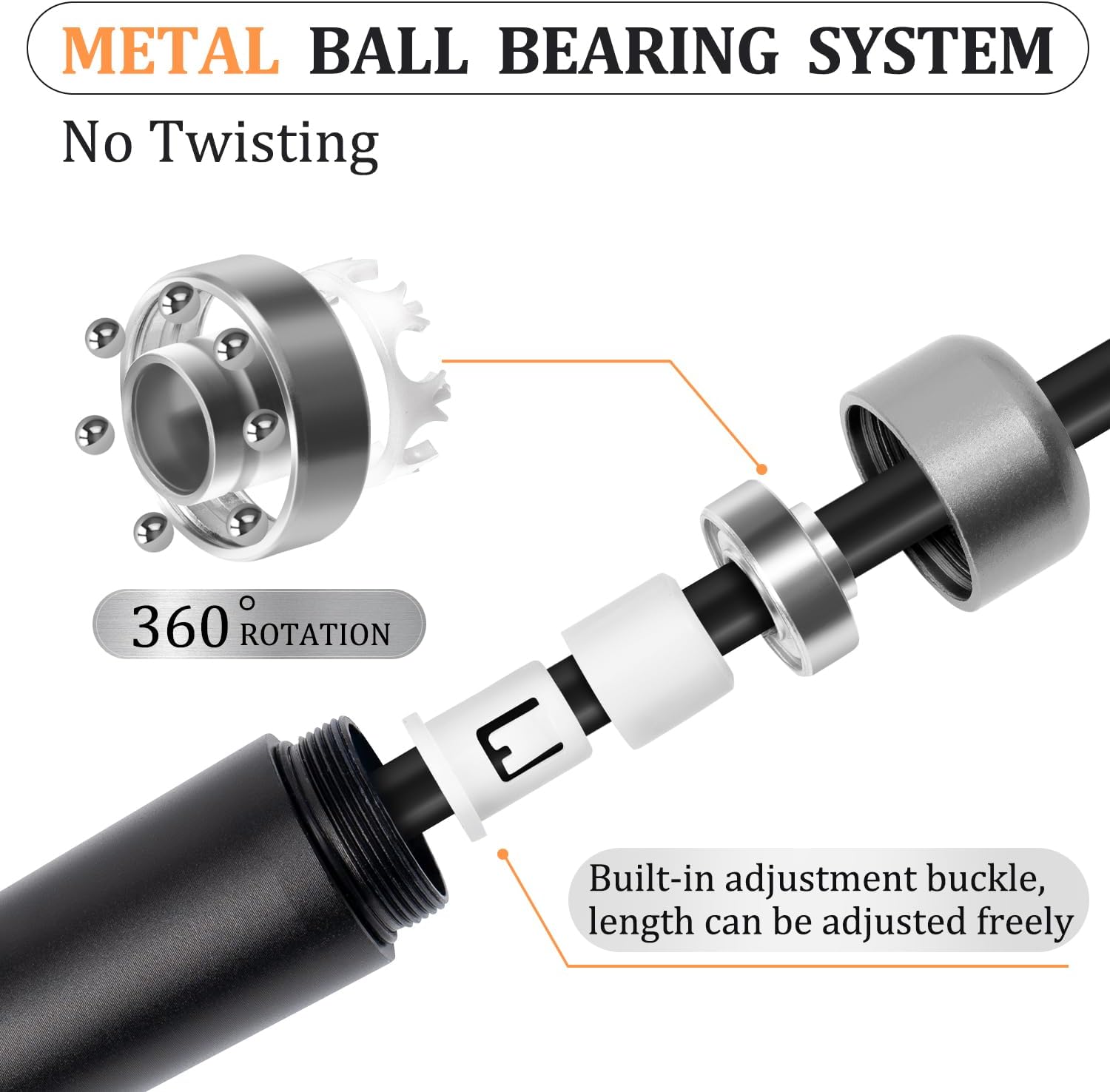 1LB Weighted Jump Ropes for fitness Women Men, Tangle-Free Ball Bearing Rapid Speed Skipping Jump Rope with Adjustable 9mm Cotton & PVC Cord, Aluminum Handles for MMA, Boxing, , Weight-loss Workouts - Image 2