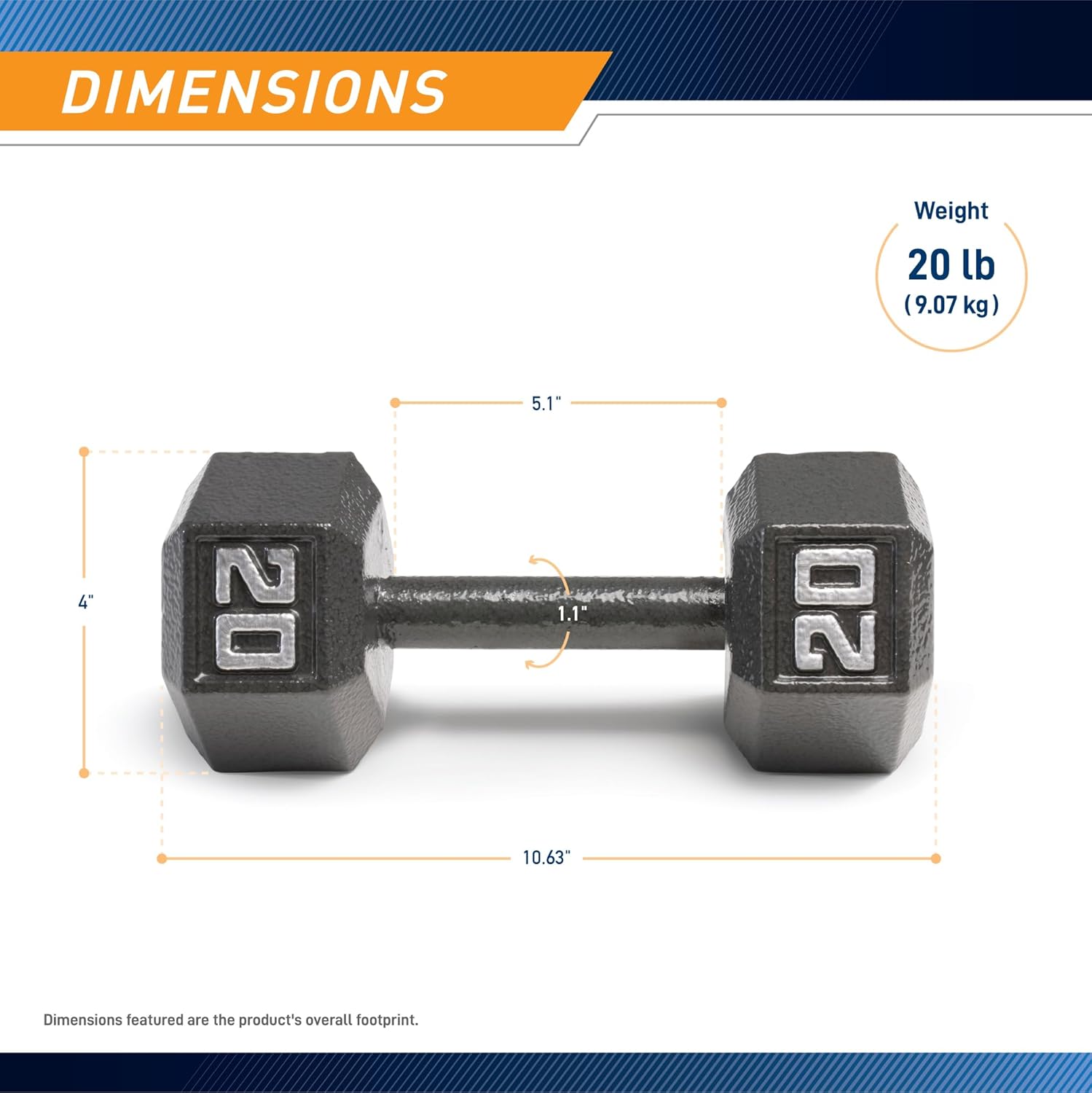 Cast Iron Hex Dumbbells Collection - Available size from 3-lb to 100-lb, SOLD INDIVIDUALLY - Image 2