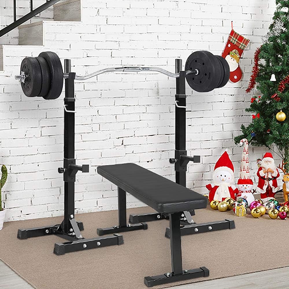 Pair of Adjustable Squat Rack Standard 44-70 Inch Barbell Rack Solid Steel Squat Stands Bench Press Rack Home Gym Portable Dumbbell Racks Stands - Image 2