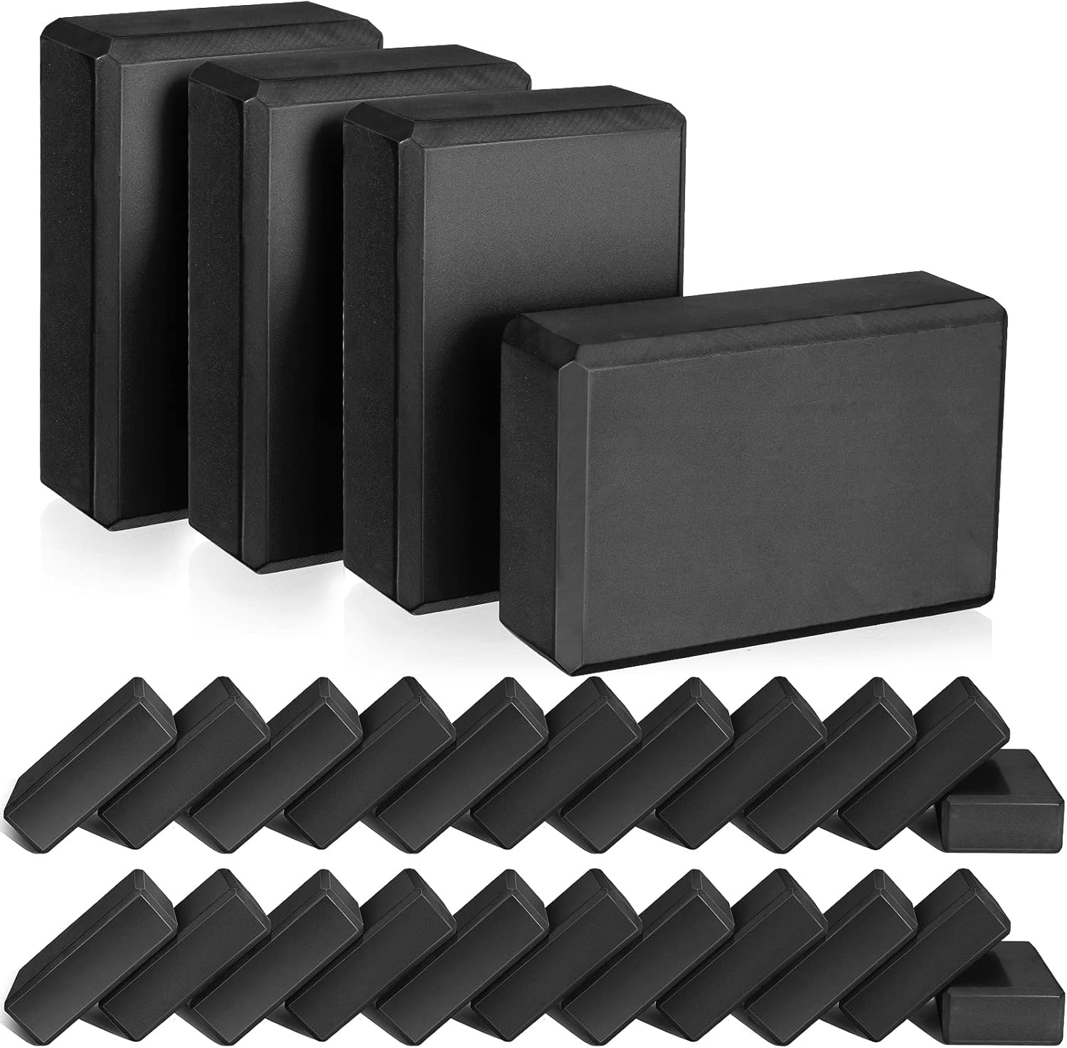 30 Pieces Black Yoga Blocks 9'' x 6'' x 3'' EVA Foam Non Slip High Density Dance for Stretching Pilates Meditation Accessories
