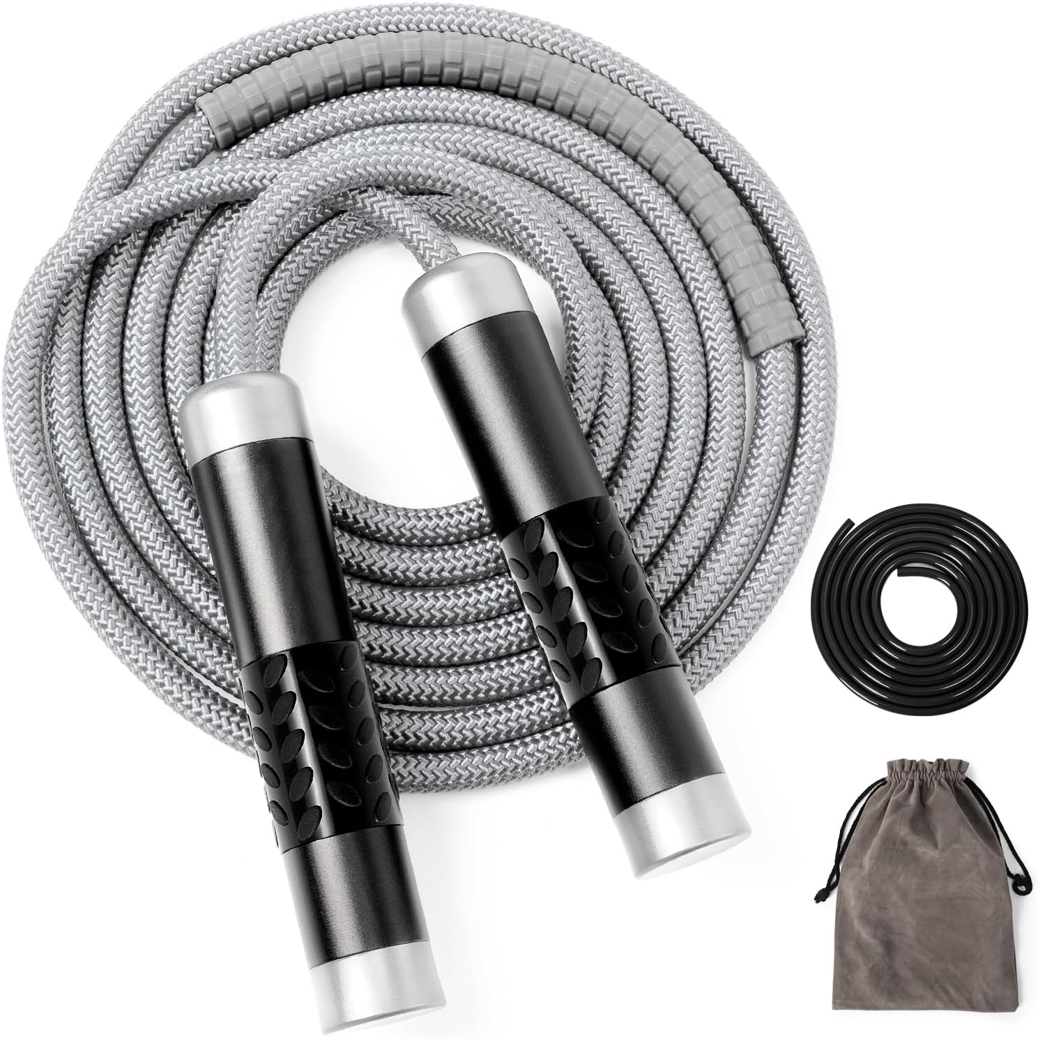 1LB Weighted Jump Ropes for fitness Women Men, Tangle-Free Ball Bearing Rapid Speed Skipping Jump Rope with Adjustable 9mm Cotton & PVC Cord, Aluminum Handles for MMA, Boxing, , Weight-loss Workouts