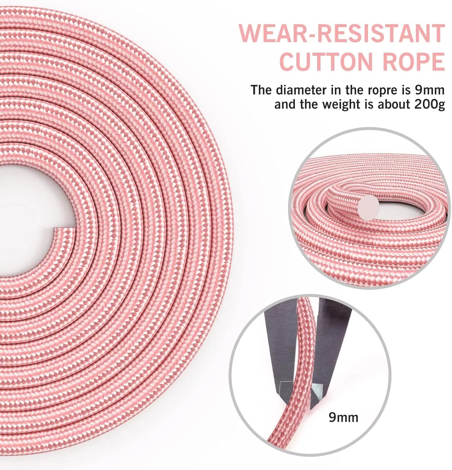Jump Rope Cotton Adjustable Skipping Weighted jumprope for Women,Adult and Children Athletic Fitness Exercise Jumping Rope (Pink) - Image 2