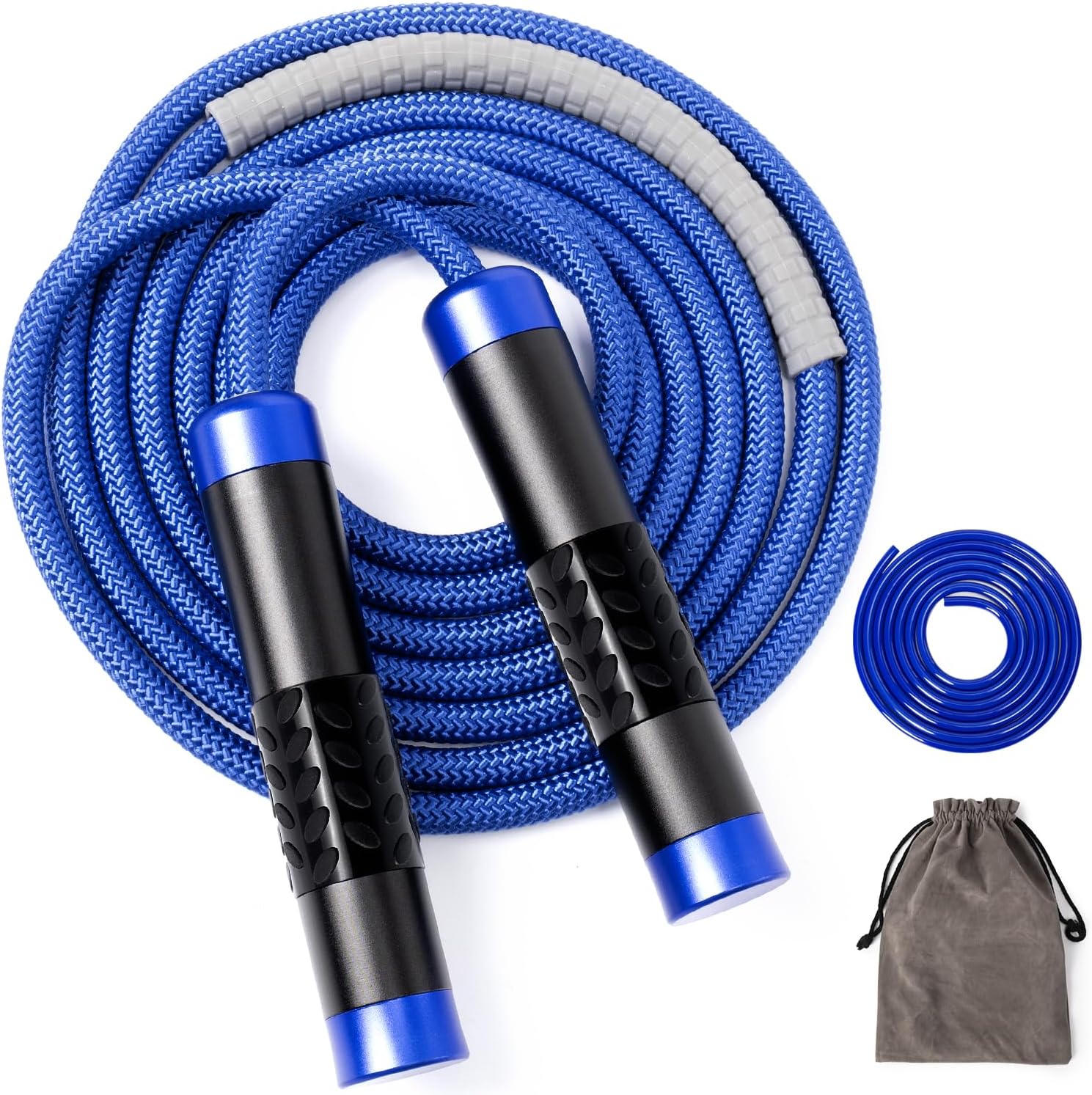 1LB Weighted Jump Ropes for fitness Women Men, Tangle-Free Ball Bearing Rapid Speed Skipping Jump Rope with Adjustable 9mm Cotton & PVC Cord, Aluminum Handles for MMA, Boxing, , Weight-loss Workouts
